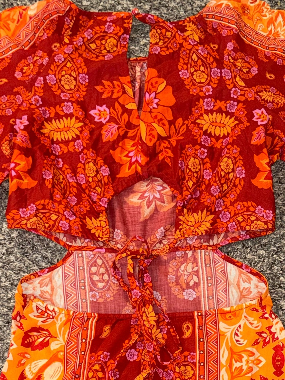 FARM Rio beautiful bell sleeve cutout dress. Colorful fruit floral print Maxi - Picture 10 of 16
